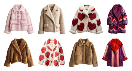 PNG Stylish cozy jackets collection, element set on transparent background