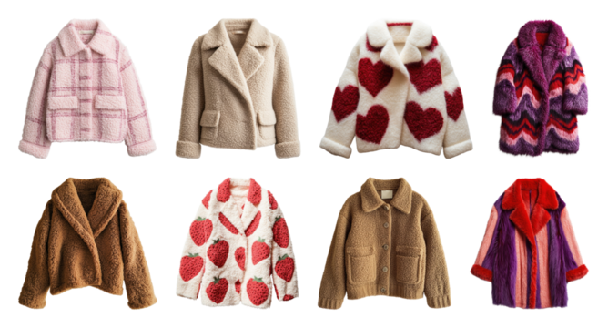 PNG Stylish cozy jackets collection, element set on transparent background - Powered by Adobe