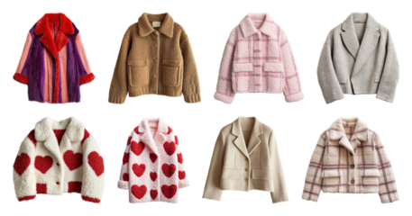 PNG Stylish cozy jackets collection, element set on transparent background