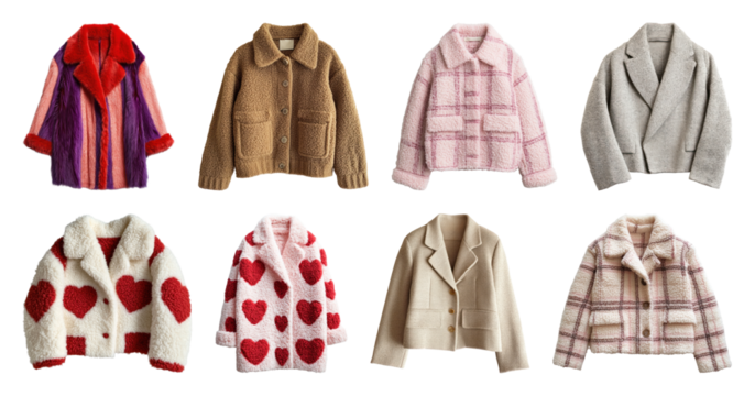 PNG Stylish cozy jackets collection, element set on transparent background