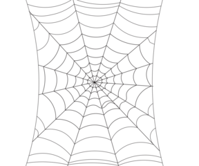 Abstract geometric digital spiderweb with transparent rays emanating from a central point isolated on transparent background