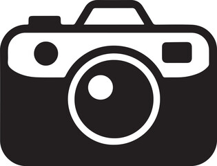 black and white camera silhouette vector icon playful style