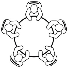 Boardroom meeting Round table discussion. Icon symbol illustration