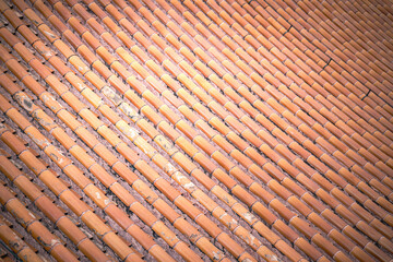 Close-up view of ancient building details at Beijing, China's Summer Palace. The repetitive pattern of the roof offers intriguing texture and depth. A peek into the past.