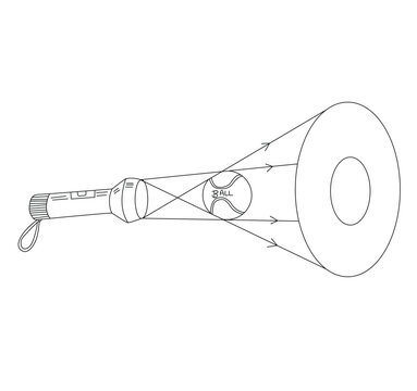 Science of hand drawn vector umbra and penumbra with the torch outline.