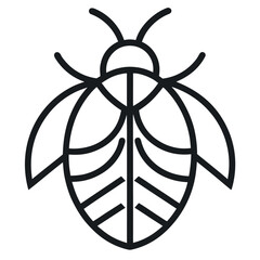 Bee Line Icon, Minimal Insect Vector Outline, Isolated on White Background