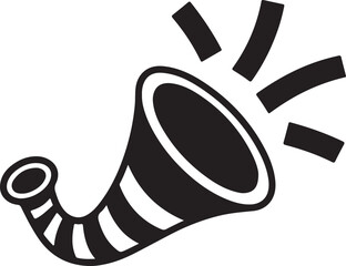 black and white party horn vector icon