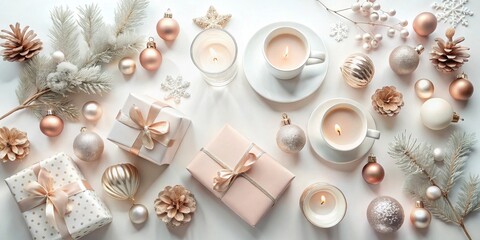 Elegant Festive Season Arrangement with Candles and Gifts