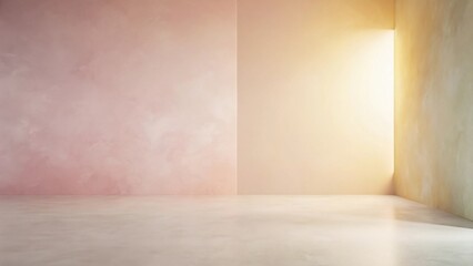 Empty Room with Pastel Walls and Soft Lighting, Ideal for Product Placement or Design Inspiration