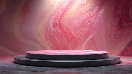 Elevate product presentation with this chic marble podium, perfect for showcasing cosmetics, jewelry, or luxury goods in a sophisticated and artistic manner