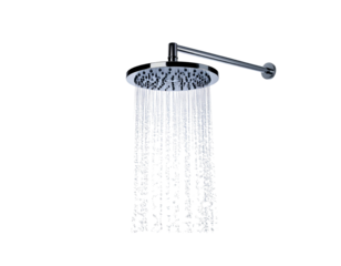 Isolated Rain Shower Head with Water Flowing (Transparent Background)