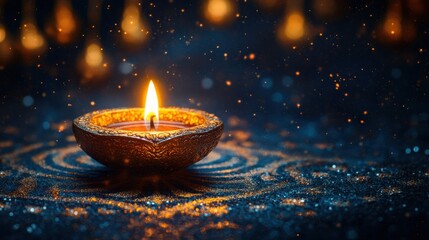 Luxurious diwali celebration with elegant oil lamps india digital art festive atmosphere aerial view cultural richness
