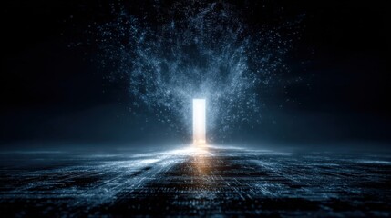 Emerging neural circuit keyhole doorway digital realm gigapixel art virtual environment abstract concept
