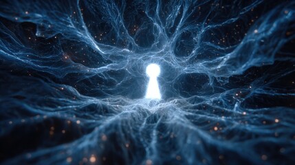 Emerging keyhole doorway neural circuit patterns gigapixel imagery abstract environment futuristic viewpoint