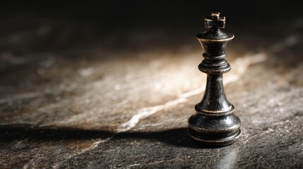 Solo majesty single black king chess piece abstract arena gigapixel art dramatic lighting isolated concept