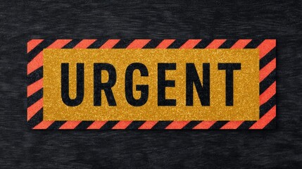 Breaking News Banner, Urgent warning sign with striped borders on a textured background.