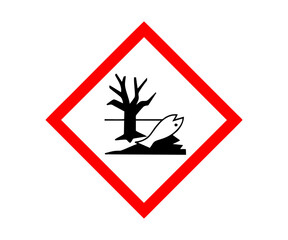 Environmental hazard warning sign icon. Environmental hazard symbol warning of danger to trees and aquatic organisms illustration on transparent background. 

