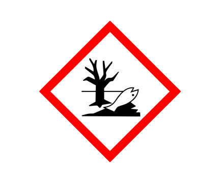 Environmental hazard warning sign icon. Environmental hazard symbol warning of danger to trees and aquatic organisms vector design and illustration.
