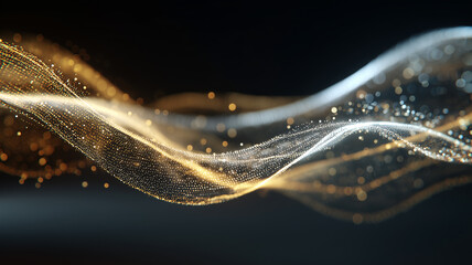 金と黒の抽象的な光の波、（ラグジュアリー / 金融 ・投資/ 美容向け背景）