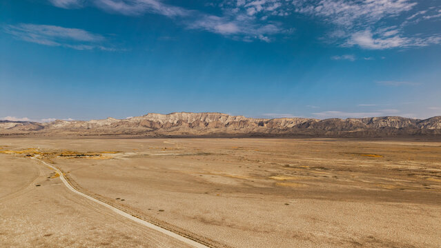 Fototapeta Wide view of the arid savanna landscape in Vashlovani Nature Reserve