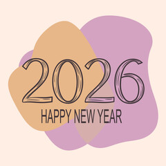 2026 happy new year vector banner aesthetic boho