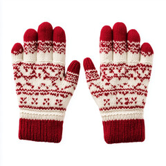 pair of knitted wool gloves with nordic patterns