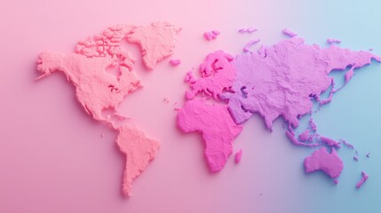 Breaking News Banner, Stylized world map in pastel colors on a gradient background.