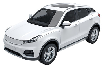 Fototapeta premium suv car in white color, isolated on a transparent background