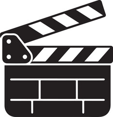 bold vector icon of movie clapperboard cartoon style