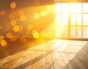 Sunlit Room - A Minimalist Interior with Warm Light and Bokeh.