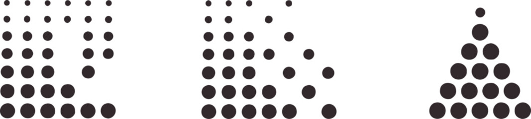 Three Dot Patterns in Ascending and Descending Sizes