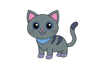 Cute gray cat illustration