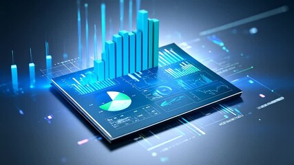 A digital display of data analytics and visualization, showcasing bar graphs, pie charts and line charts - Powered by Adobe