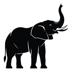 Majestic silhouette of an african elephant raising its trunk in a powerful and expressive pose for wildlife art and design silhouette