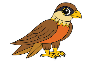 Cartoon falcon with brown feathers