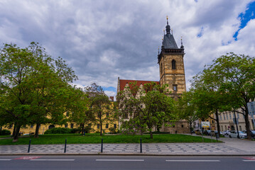 Prague New Town Hall Gothic Renaissance Architecture.
