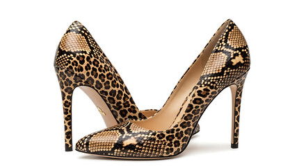 Striking Leopard and Snake Print Stiletto Pumps - Bold Women's High Heel Shoes with Exotic Animal Pattern for Fashion Statement
