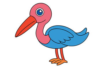 A cute ibis bird cartoon illustration