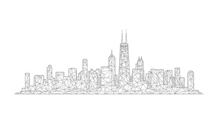 Fototapeta premium Cityscape Silhouette: A minimalist skyline of urban structures, showcasing the city's architectural essence, rendered in a sophisticated, linear style.