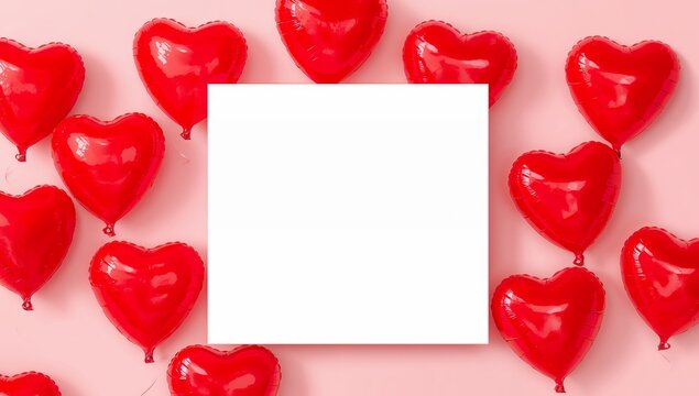 Crimson Hearts Dance, A Festive Abstract Pink Canvas with Square Interlude.