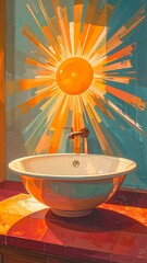 Sunburst Bathroom Sink - A Radiant Washroom Scene.