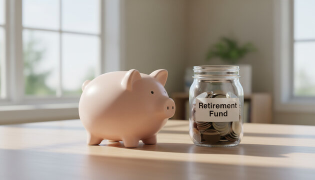 Retirement Fund Savings Piggy Bank Money Management For Future Security