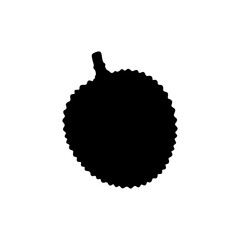 Whole lychee fruit silhouette vector flat design on white background.