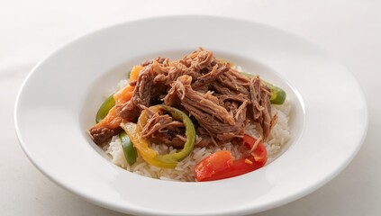 Delicate Arrangement of Shredded Texture and Soft Grains, A Culinary Still Life.