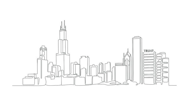 Urban Silhouette: Capturing the intricate skyline of a city, a minimalistic illustration showcases the iconic structures.
