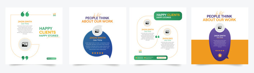 Four different Modern Business Client Review Template, review, feedback, rationg