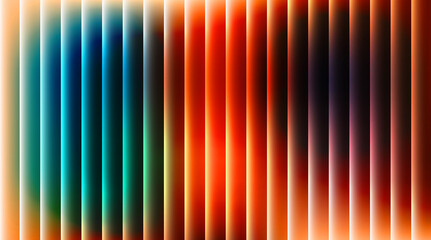 Colorful abstract background with vertical lines in shades of blue, orange, and red creating a...