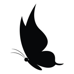 Elegant black butterfly silhouette isolated flying insect art simple design symbol nature graceful winged creature graphic element silhouette