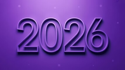 A bold, purple 3D rendering of the year 2026 with subtle bokeh effects.