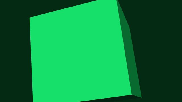 Dynamic 3D green abstract block rotation on a dark green plain background video